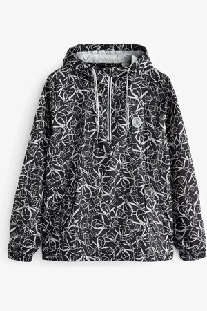Original Penguin Mens Quarter Zip Trademark Printed Black Wind Jacket XL