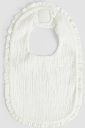 JoJo Maman Bébé White Baby Muslin Frill Bib One
