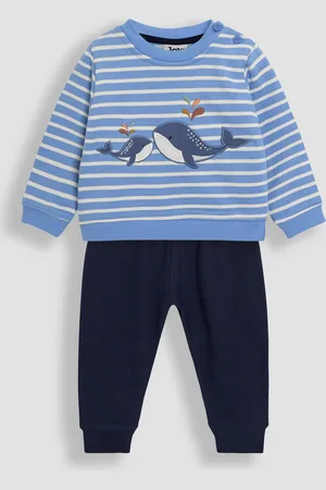 JoJo Maman Bébé Blue 2-Piece Whale Appliqué Sweatshirt & Leggings Set Upto 3 Months (50