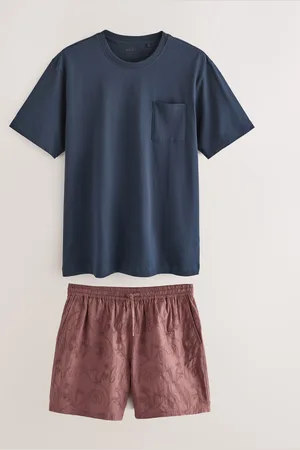 Next Rust Brown Embroidered Woven 100% Cotton Short Pyjamas Set 3XL