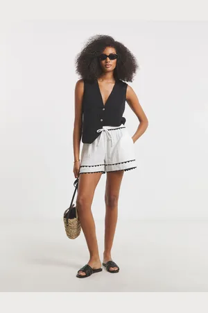Simply Be Trim Detail Cheesecloth 100% Cotton Shorts 16
