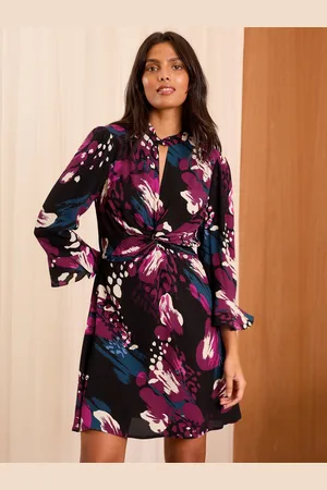 Love & Roses Petite Twist Neck Mini Dress AU 8