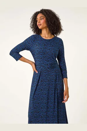 Roman Abstract Stretch Ruched Dress AU 16