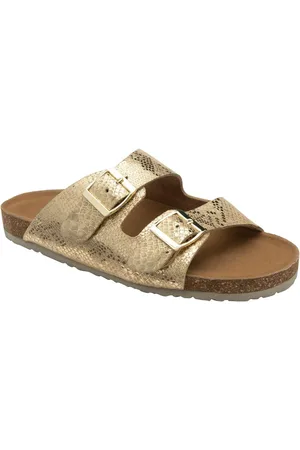 Dunlop Gold Leather Twin Strap Sandals AU 7 (EU 38)