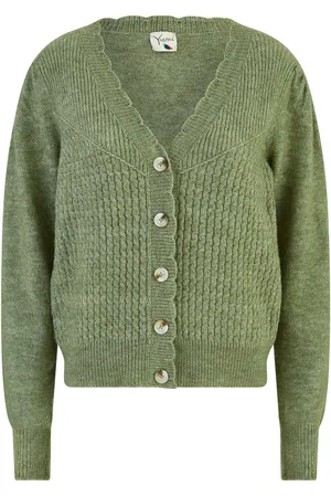 Yumi Green Twist Knit Button Up Cardigan L