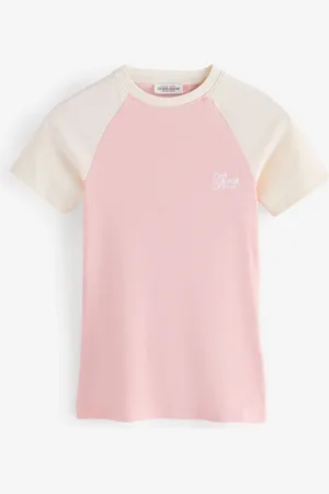 Guess Light Pink Short Sleeve Logo Slim T-Shirt L