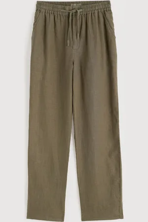 Seasalt Cornwall Green Mens Crewman Tie Waist 100% Linen Trousers M