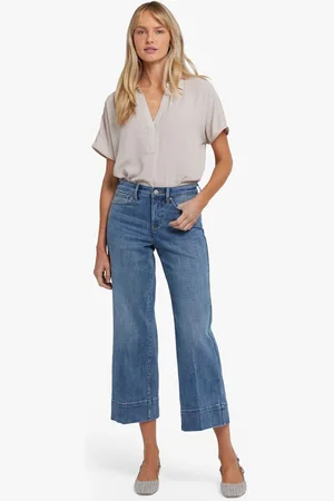 NYDJ Blue Teresa Wide Leg Ankle Jeans AU 18