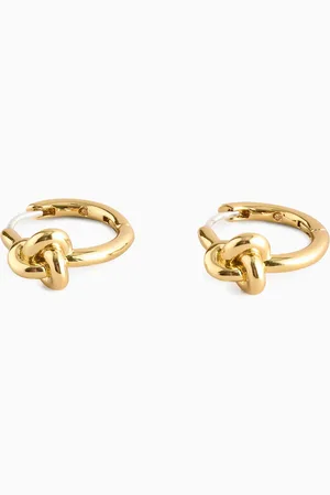 Kate Spade Gold Tone Knot Huggies One