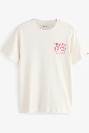 Replay White 100% Cotton Jeans Back Print T-Shirt L