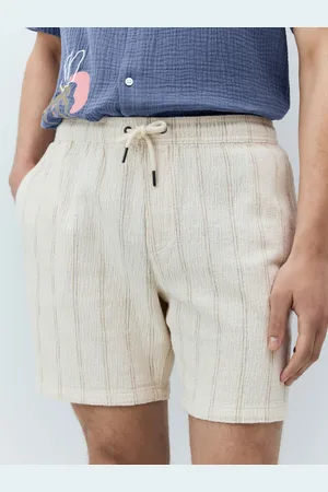 Next 100% Cotton Textured Stripe Drawstring Waist Shorts XXL