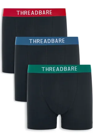 Threadbare Black Dark Black Hipster Boxers 3 Pack XL