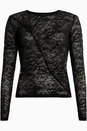 AllSaints AllSaints Black Edana Lace Long Sleeve Top AU 8