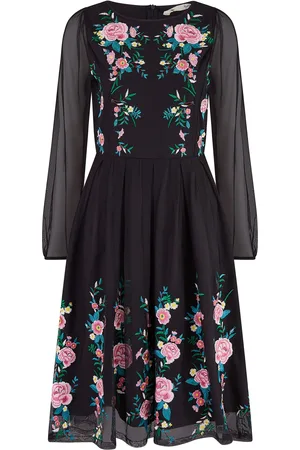 Yumi Embroidered Long Mesh Sleeve Prom Skater Dress AU 16