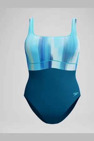 Speedo Green Shaping Contour Eclipse Printed Swimsuit AU 10
