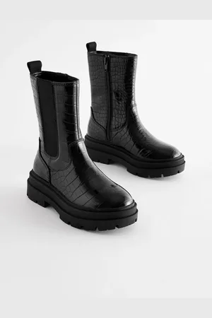 Next Black Snake Print Chunky Tall Chelsea Boots AU 5 (EU 38)
