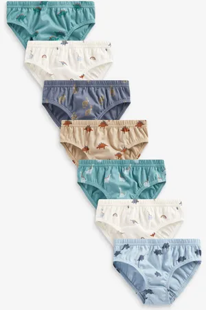 Next Neutral Dinosaur 100% Cotton Briefs 7 Pack (1.5-10yrs) 7