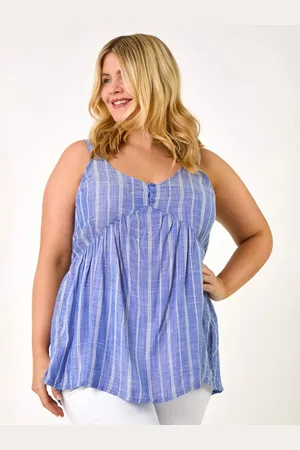 Roman Blue Curve Stripe Woven Button Tunic AU 20