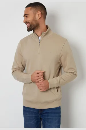 Threadbare Natural Quarter Zip Neck Sweatshirt XL