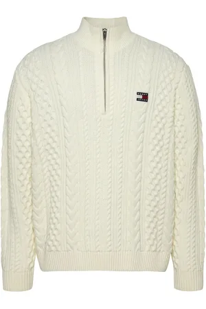 Tommy Hilfiger White White 100% Cotton Regular Cable Zip Up Jumper S