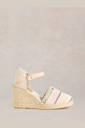 White Stuff White Crochet Espadrilles Wedges AU 7 (EU 37.5)