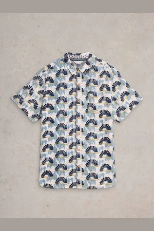 White Stuff Fan Short Sleeve Printed 100% Cotton Shirt XL