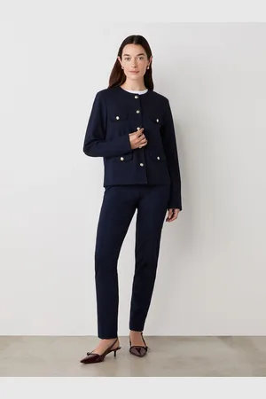 Finery London Navy Imogen Ponte Jersey Jacket AU 14