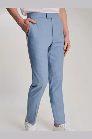 Harry Brown Blue Sandro Slim Fit Linen Look Suit Trousers 36W x 31L (UK 36 R)