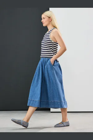 Next Full A-line Denim 100% Cotton Midi Skirt AU 22