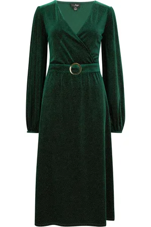 Pour Moi Mariah Glitter Stretch Velvet Belted Midi Dress AU 10