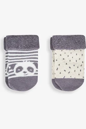 JoJo Maman Bébé Cream Panda 2-Pack Baby Socks Newborn