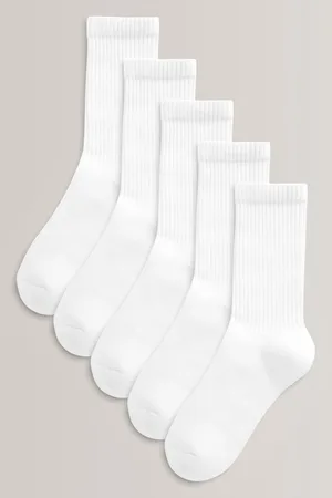 Next White 5 Pack Cotton Rich Cushioned Footbed Ribbed Socks 4-6.5