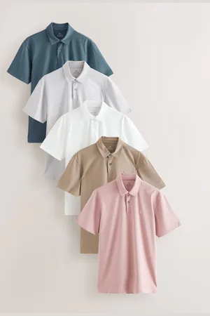 Next Regular Fit Short Sleeve Jersey Polo Shirts 5 Pack M