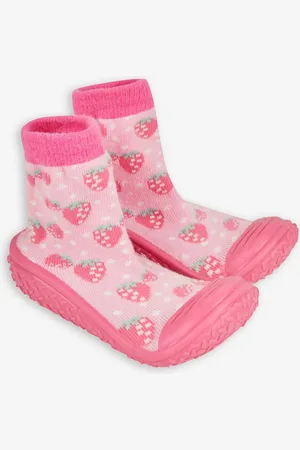 JoJo Maman Bébé Pink Strawberry Indoor Outdoor Slipper Socks 6