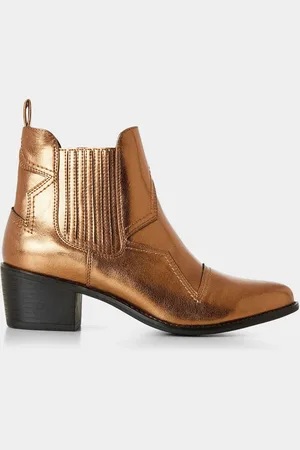 Joe Browns Brown Bronze Metallic Western Ankle Boots AU 7 (EU 38)