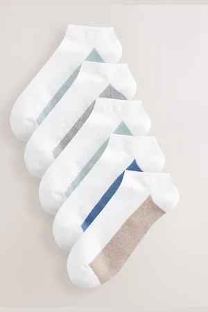Next White/Blue 5 Pack Cushioned Trainers Socks UK 9