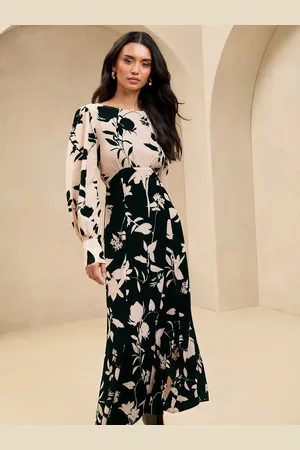 Lipsy London Long Sleeve Split Detail Midi Dress AU 12