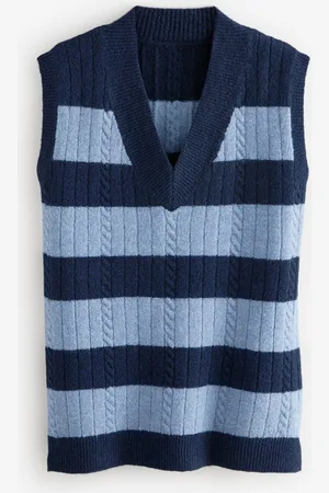 Next Navy/Blue Stripe V-Neck Knitted Tank S