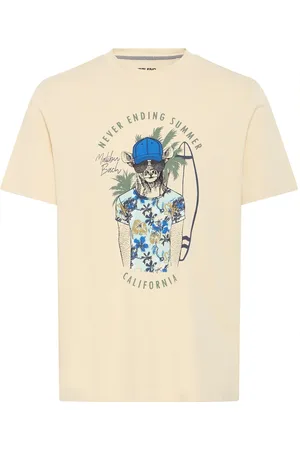 Blend Beige Deer Sloth Printed Short Sleeve 100% Cotton T-Shirt xlarge