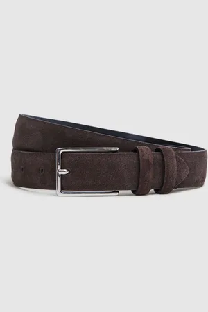 Reiss Chocolate Dante Suede Belt 36