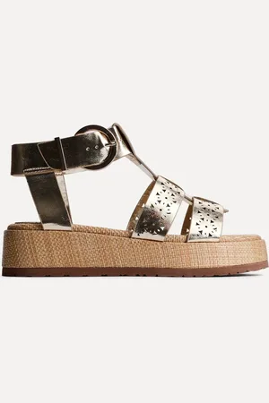Linzi Gold Sunkissed Laser Cut Flatform Gladiator Sandals AU 8 (EU 39)