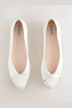 Next Forever Comfort Wedding Round Toe Bow Pearl Detail Wedding Ballet Shoes AU 6.5 (EU 37.5)