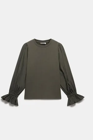 mint&berry Green Fluted Sleeve Sweatshirt XS