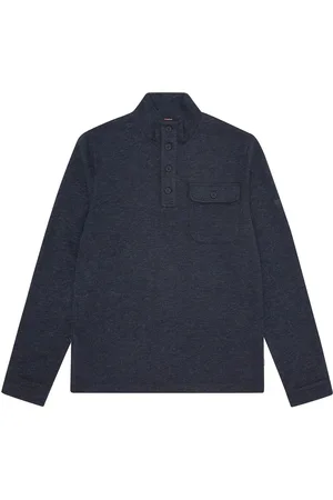 Sealskinz Blue Fakenham Water Repellent Buttoned Funnel Neck Sweatshirt S