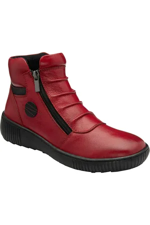 Lotus Red Flat Zip-Up Ankle Boots AU 7 (EU 38)