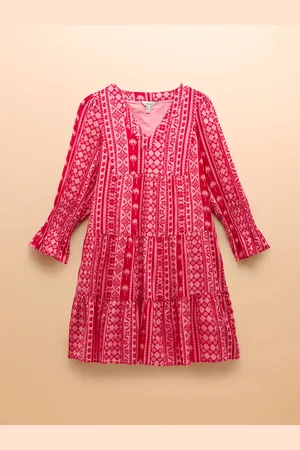 Joules Alessia 3/4 Length Sleeve Tiered Cotton Dress AU 14