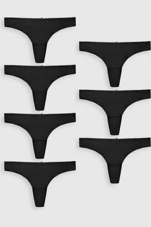 Next Black Thong Microfibre Knickers 7 Pack AU 10