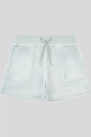 Juicy Couture Girls Tonal Embroidered Velour Shorts 12