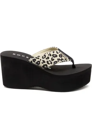 Rocket Dog Animal Leopard Print Crush Leon Fabric Flip Flops AU 10 (EU 41)