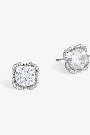 Jon Richard Silver Tone Rhodium Cubic Zirconia And Pave Stud Earrings One